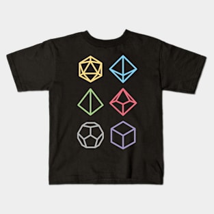 Polyhedral Rainbow Dice Icons RPG D20 Kids T-Shirt